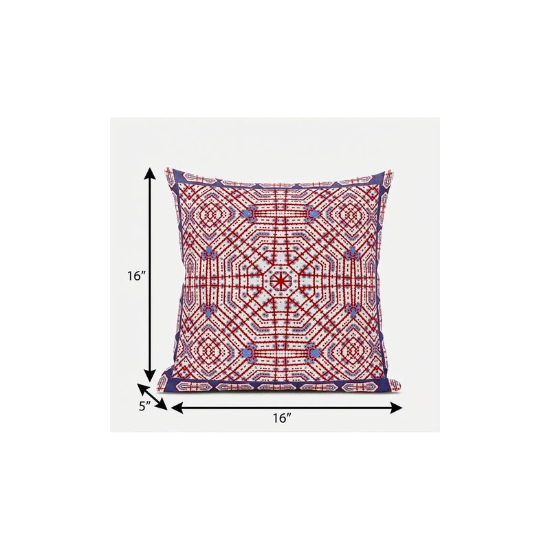 16" X 16" Red And Blue Blown Seam Geometric Indoor Outdoor Throw Pillow Homeroots Outdoor