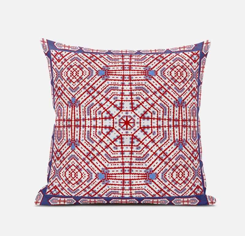 16" X 16" Red And Blue Blown Seam Geometric Indoor Outdoor Throw Pillow Homeroots Outdoor