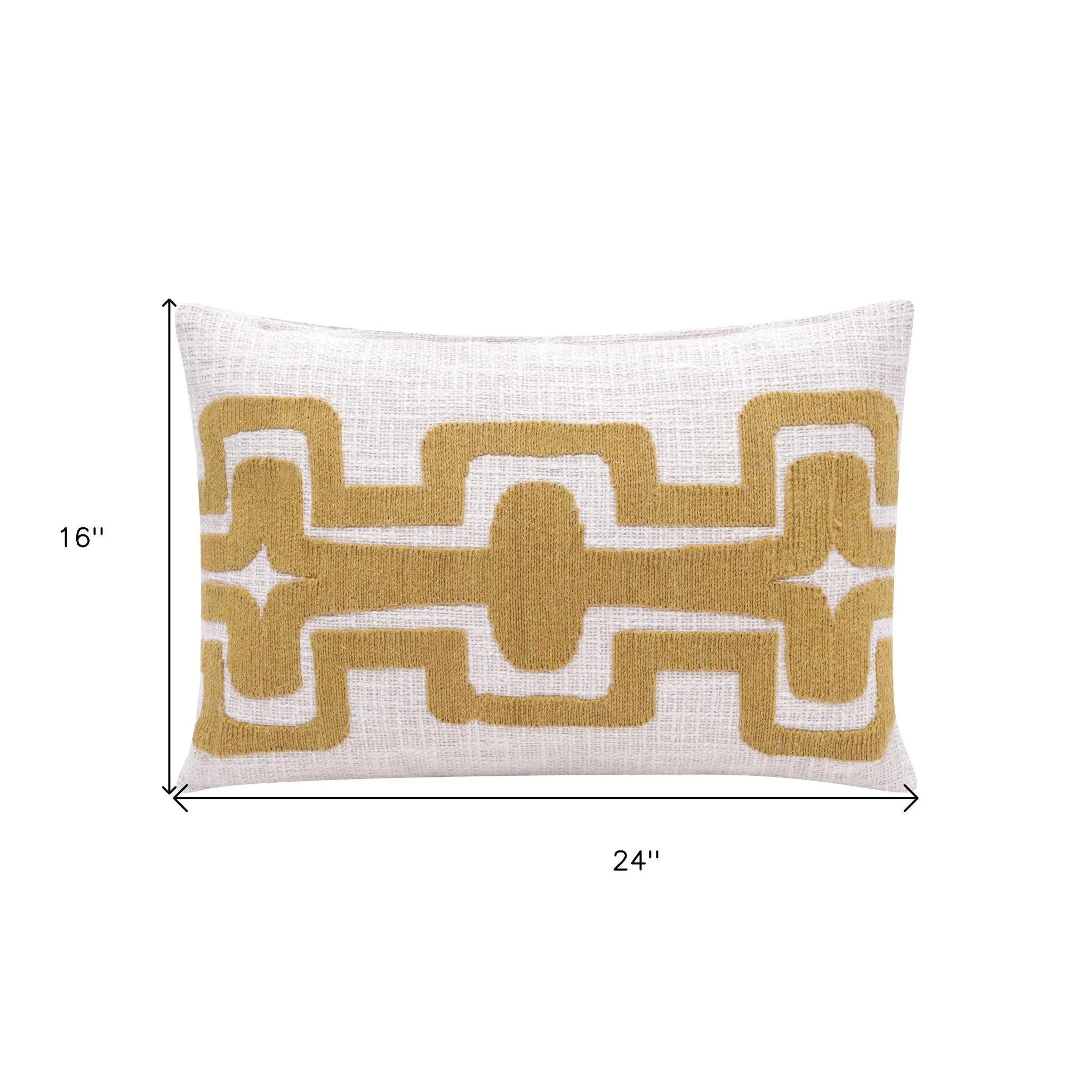 16" X 24" Yellow And Ivory 100% Cotton Geometric Zippered Pillow Homeroots Home Decor
