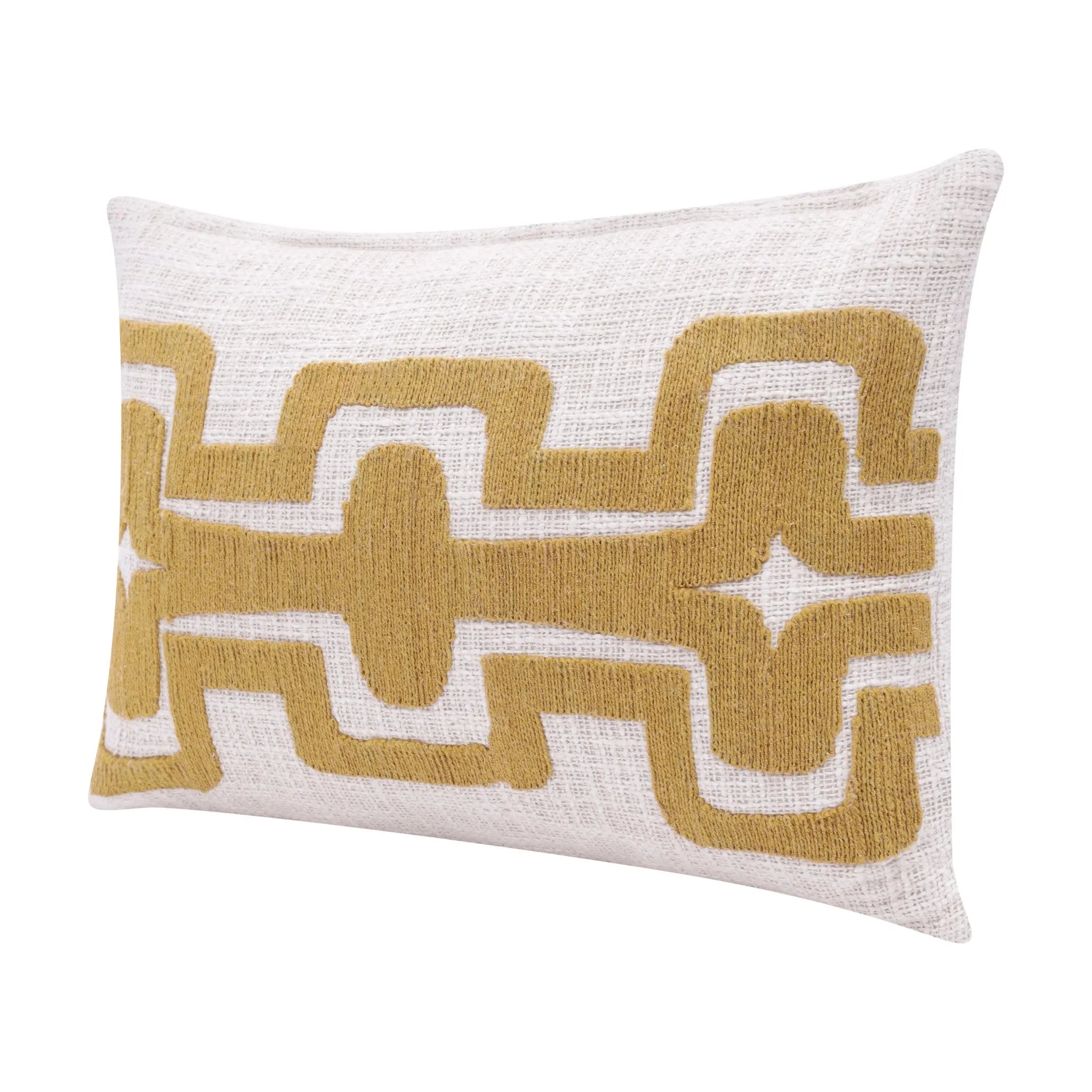 16" X 24" Yellow And Ivory 100% Cotton Geometric Zippered Pillow Homeroots Home Decor