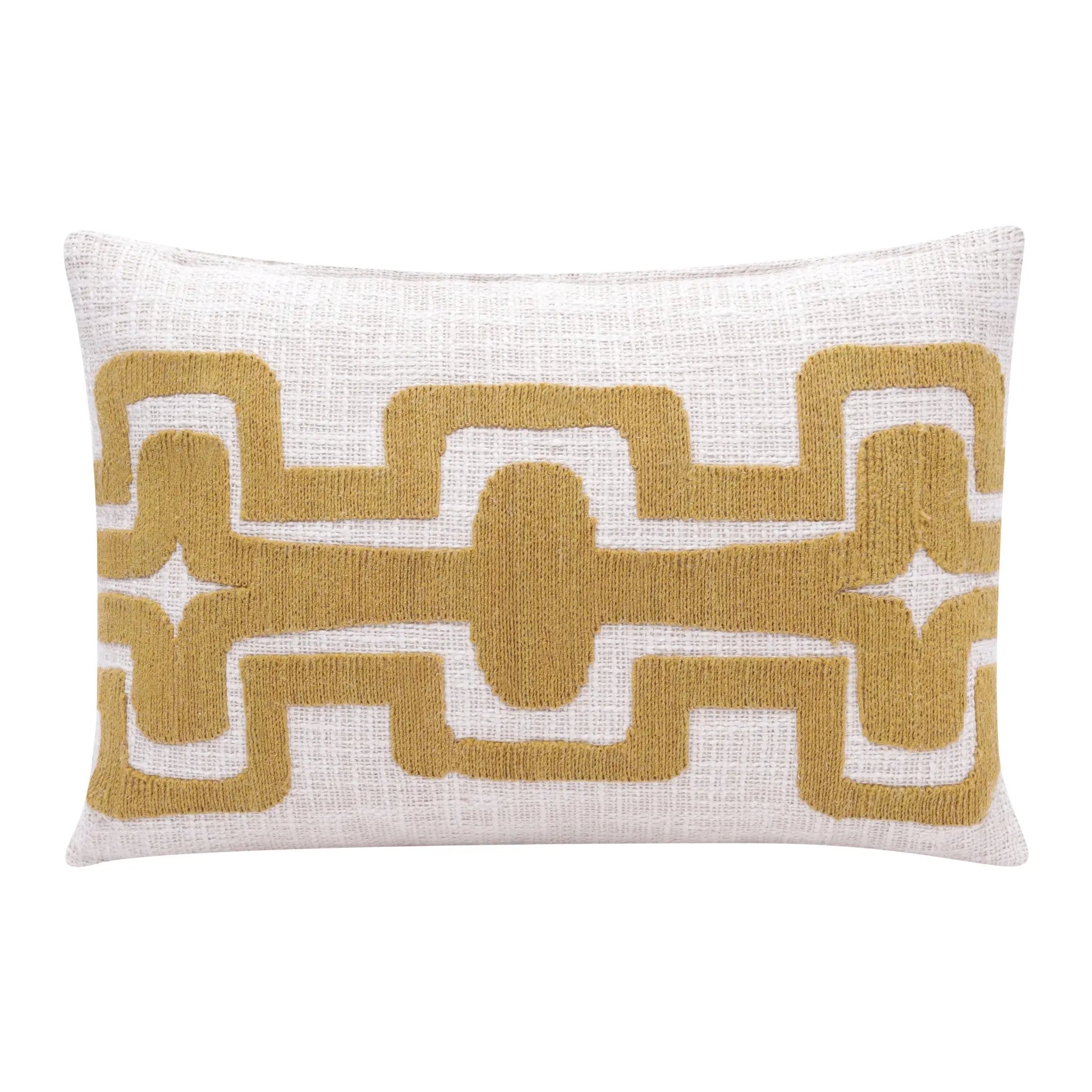 16" X 24" Yellow And Ivory 100% Cotton Geometric Zippered Pillow Homeroots Home Decor