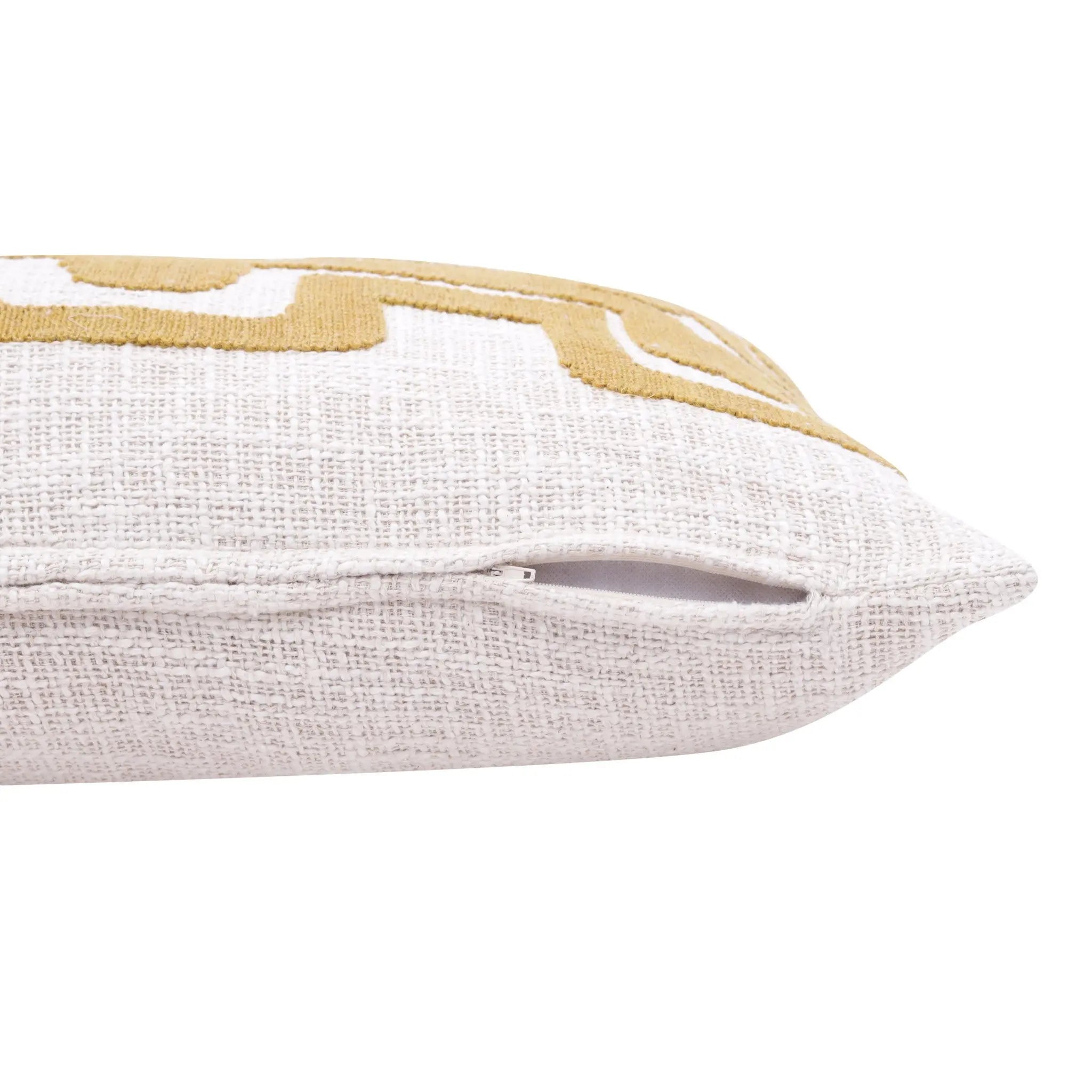 16" X 24" Yellow And Ivory 100% Cotton Geometric Zippered Pillow Homeroots Home Decor