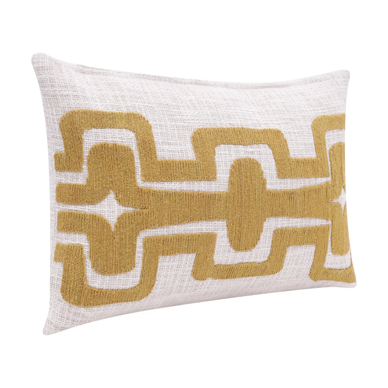16" X 24" Yellow And Ivory 100% Cotton Geometric Zippered Pillow Homeroots Home Decor