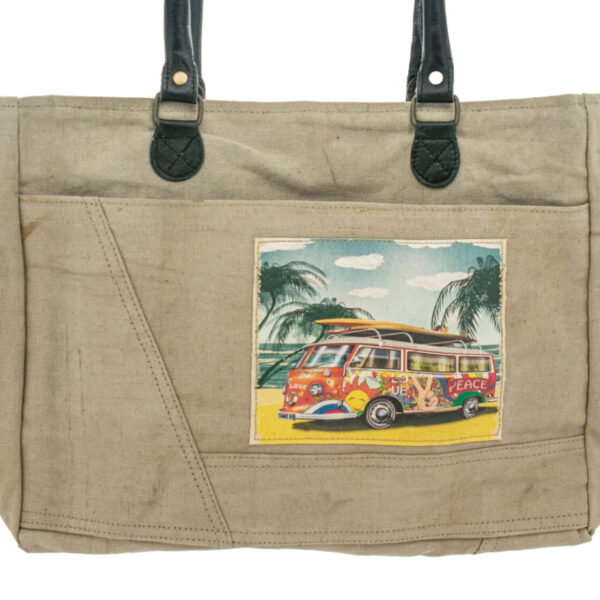 Beach Bus Recycled Military Tent Shoulder Bag Vintage Addiction