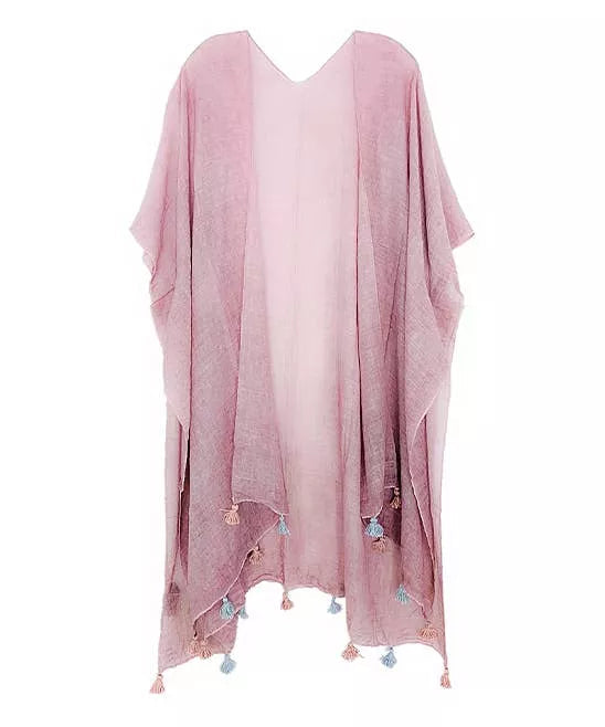 Stonewash Kimono with Handcrafted Tassels Kimono JC Sunny Fashion