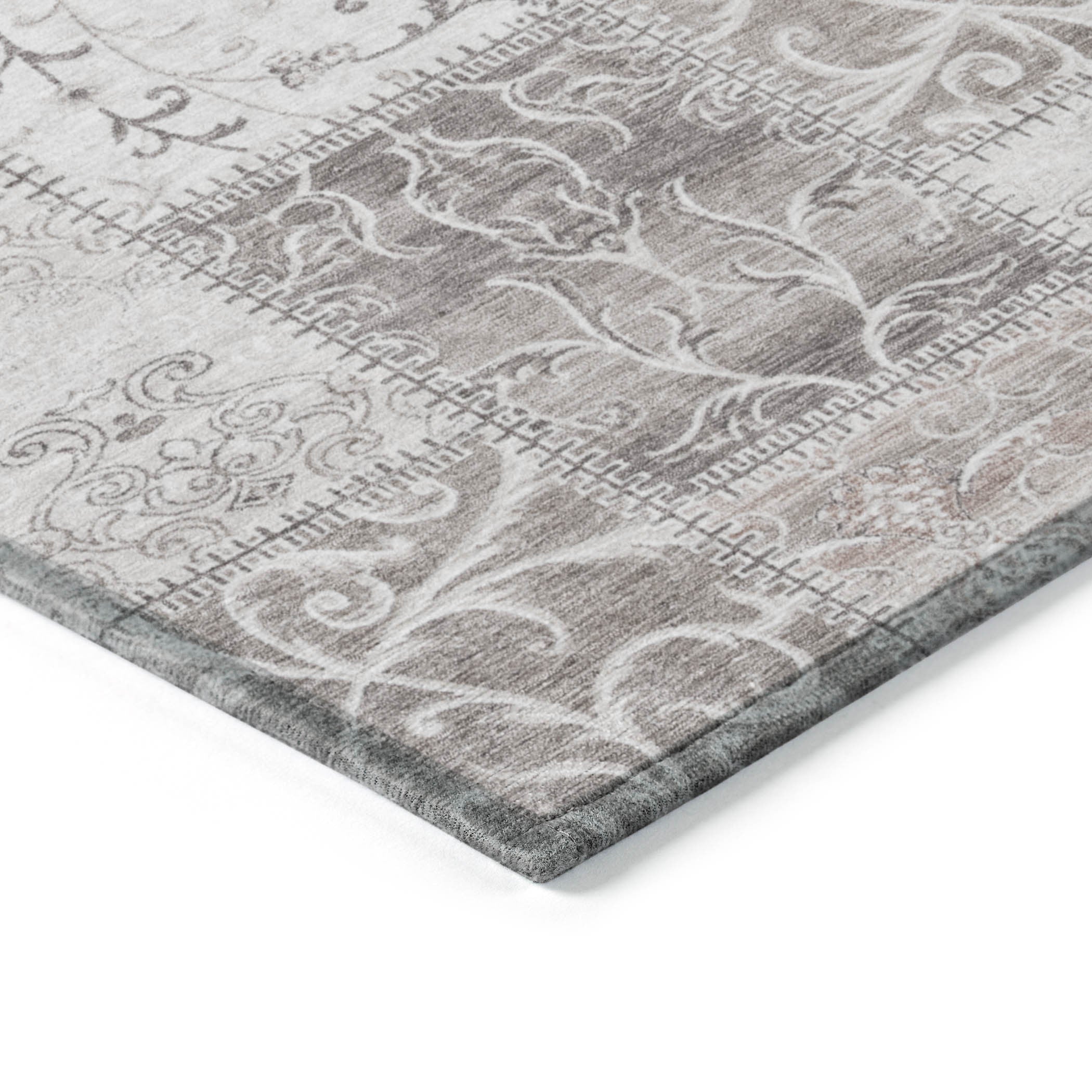 10' X 14' Taupe and Ivory Patchwork Washable Non Skid Indoor Outdoor Area Rug - GreatEagleInc