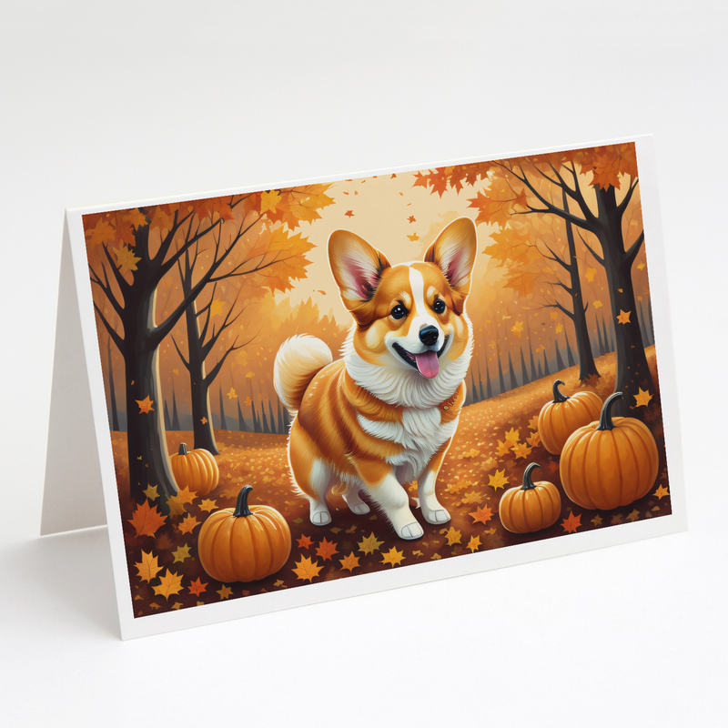 Corgi Fall Greeting Cards Pack of 8 Caroline's Treasures