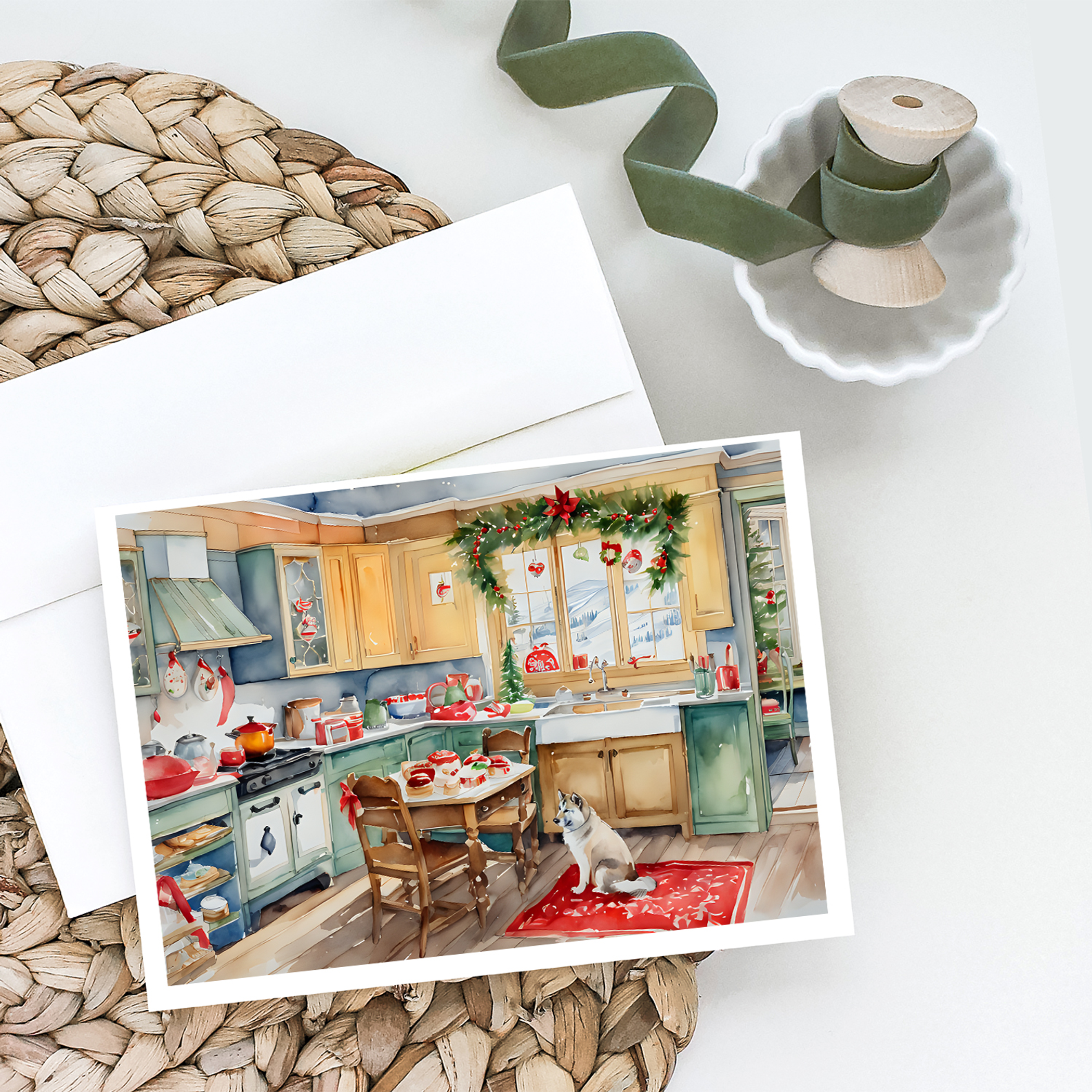 Alaskan Klee Kai Christmas Cookies Greeting Cards Pack of 8 Caroline's Treasures