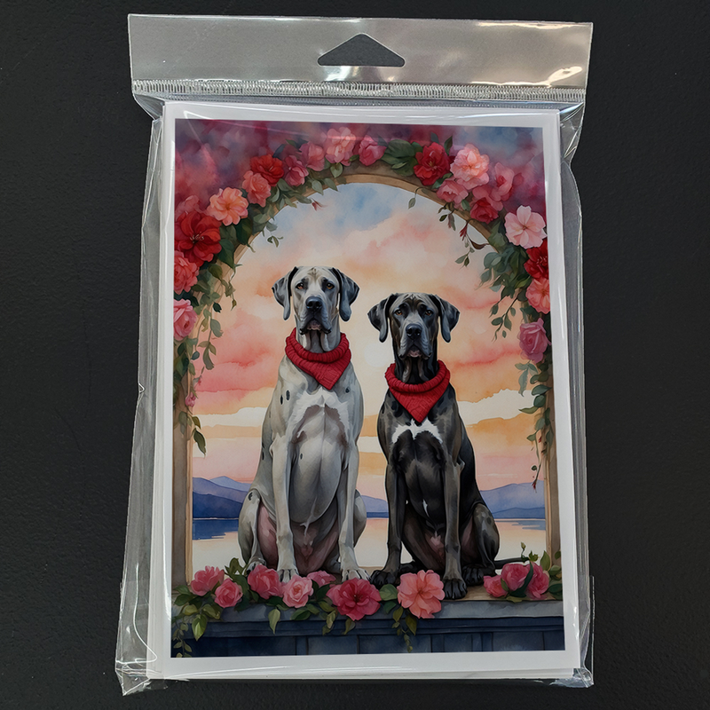 Great Dane Two Hearts Greeting Cards Pack of 8 Caroline's Treasures