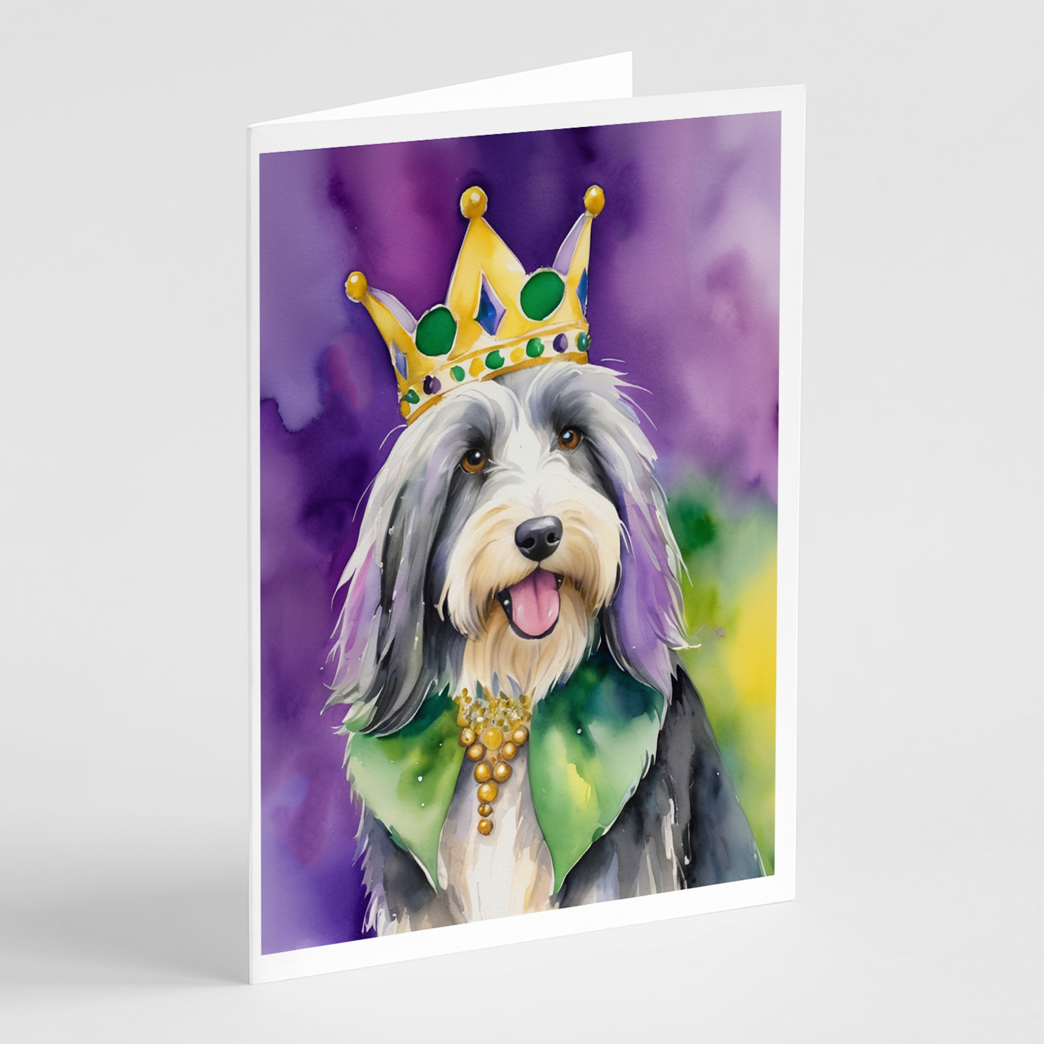 Bearded Collie King of Mardi Gras Greeting Cards Pack of 8 Caroline's Treasures