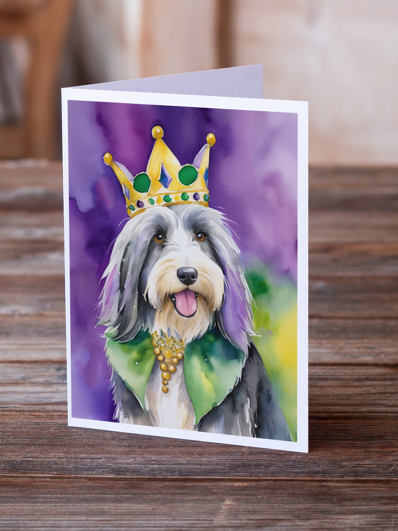 Bearded Collie King of Mardi Gras Greeting Cards Pack of 8 Caroline's Treasures