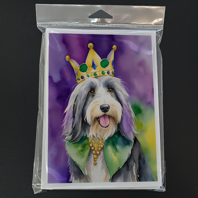 Bearded Collie King of Mardi Gras Greeting Cards Pack of 8 Caroline's Treasures