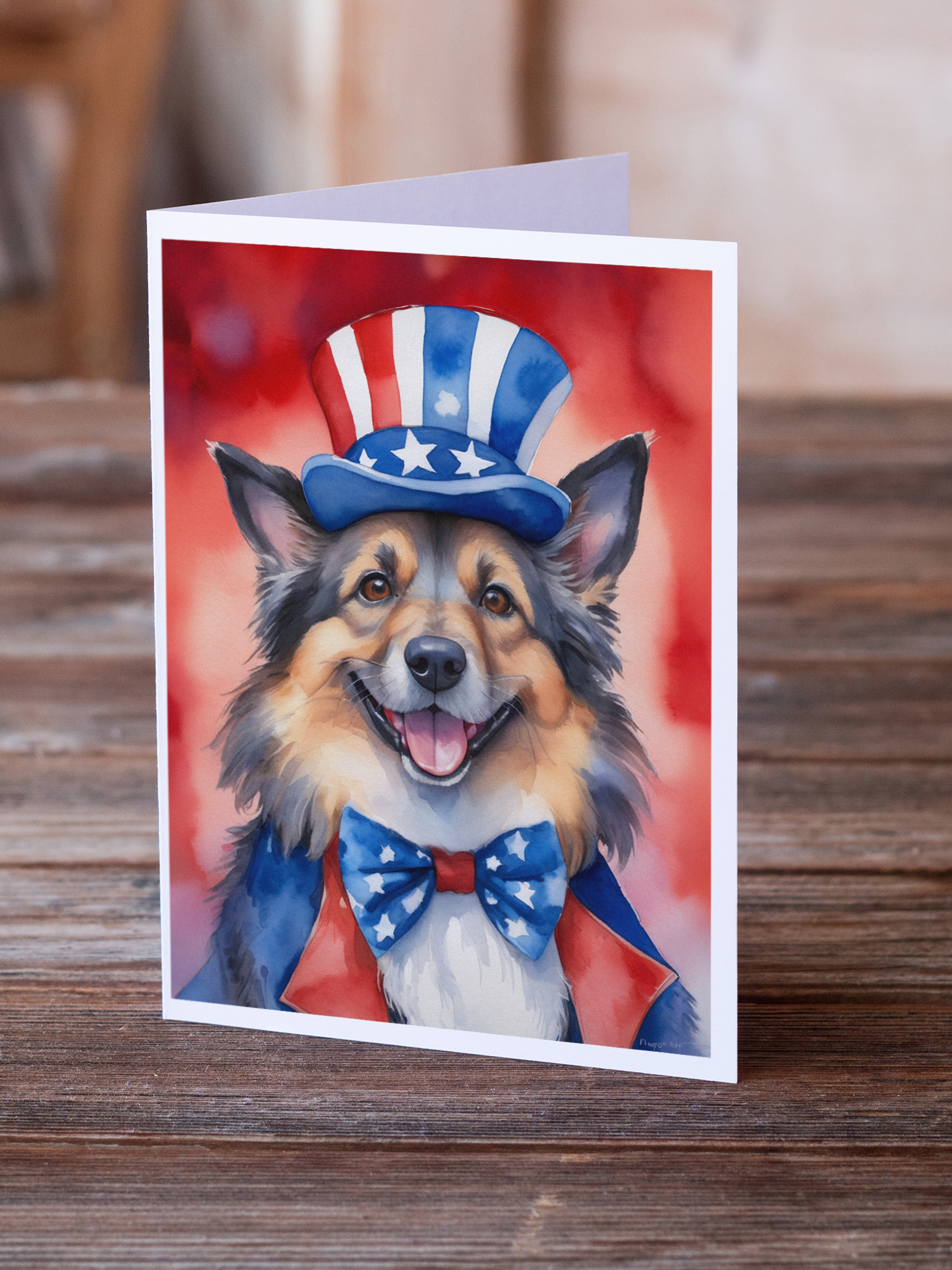 Belgian Tervuren Patriotic American Greeting Cards Pack of 8 Caroline's Treasures