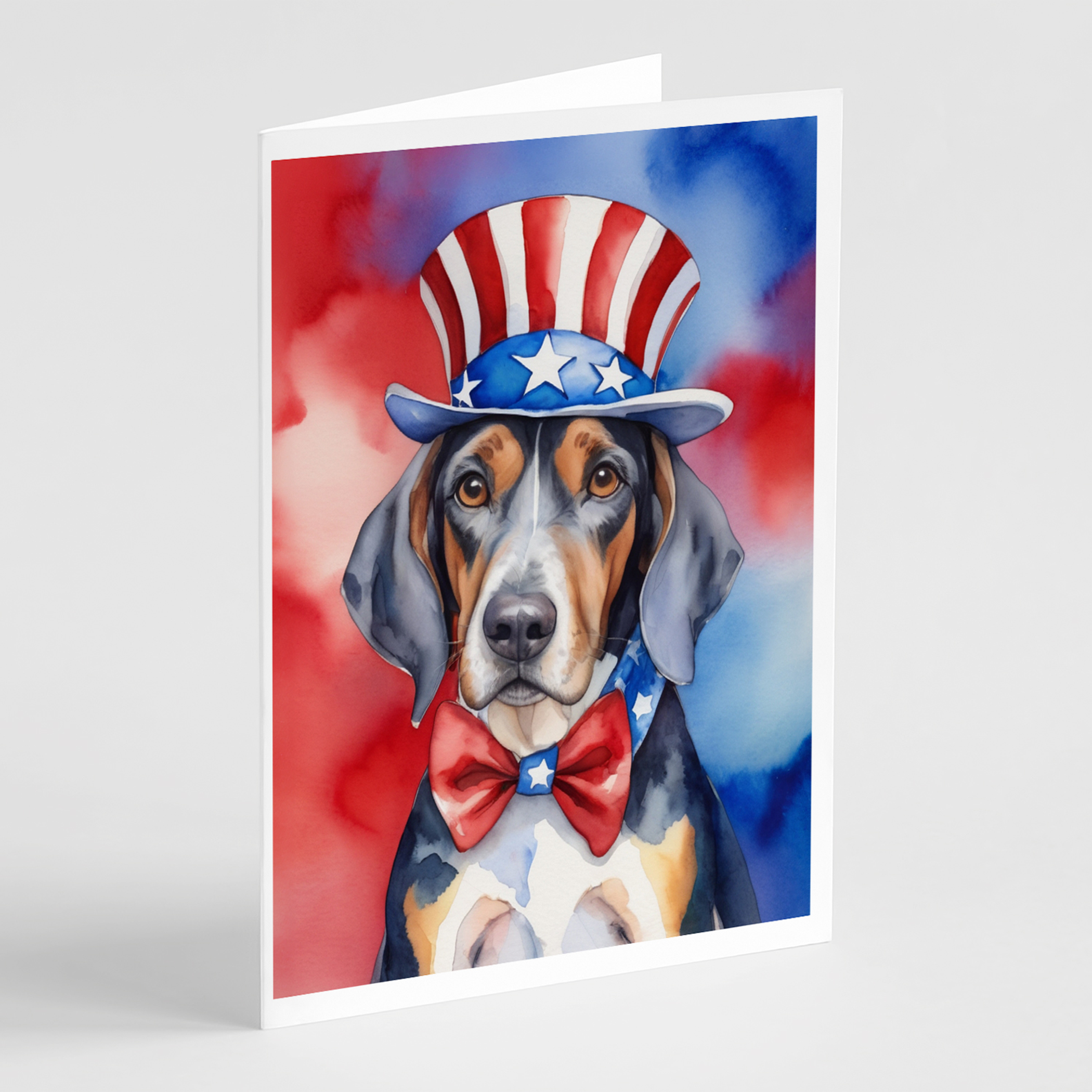 American English Coonhound Patriotic American Greeting Cards Pack of 8 Caroline's Treasures