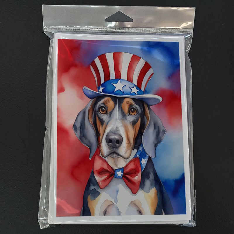 American English Coonhound Patriotic American Greeting Cards Pack of 8 Caroline's Treasures