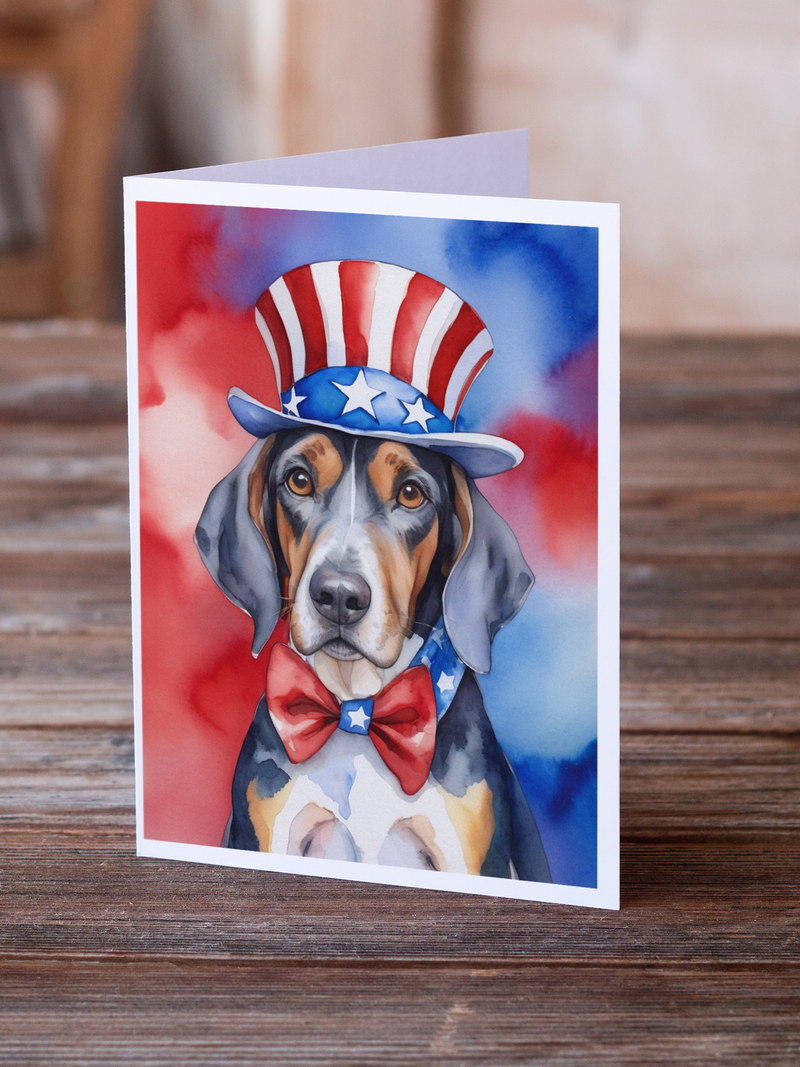 American English Coonhound Patriotic American Greeting Cards Pack of 8 Caroline's Treasures