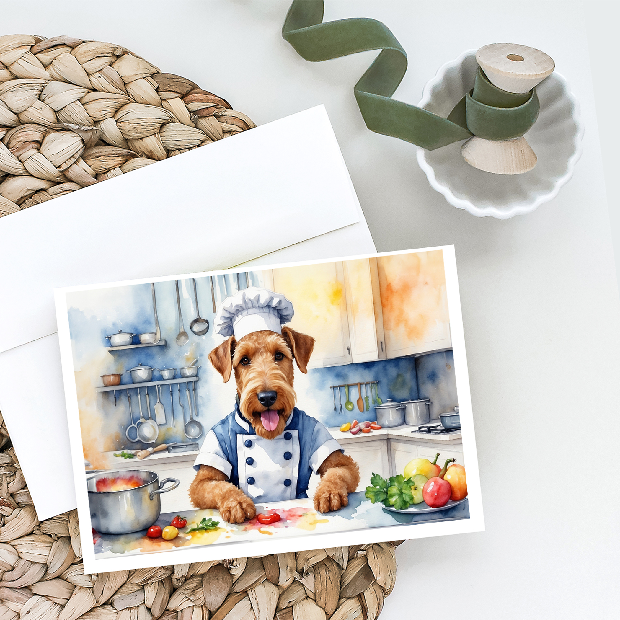 Airedale Terrier The Chef Greeting Cards Pack of 8 Caroline's Treasures