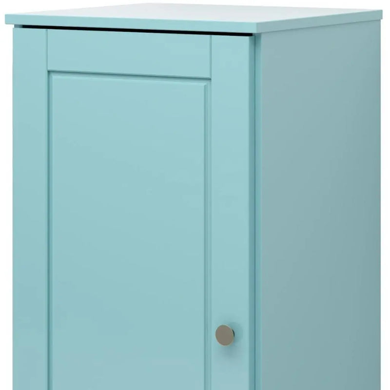 17" Aqua Solid Wood Free Standing Single Door Linen Cabinet Homeroots Organization