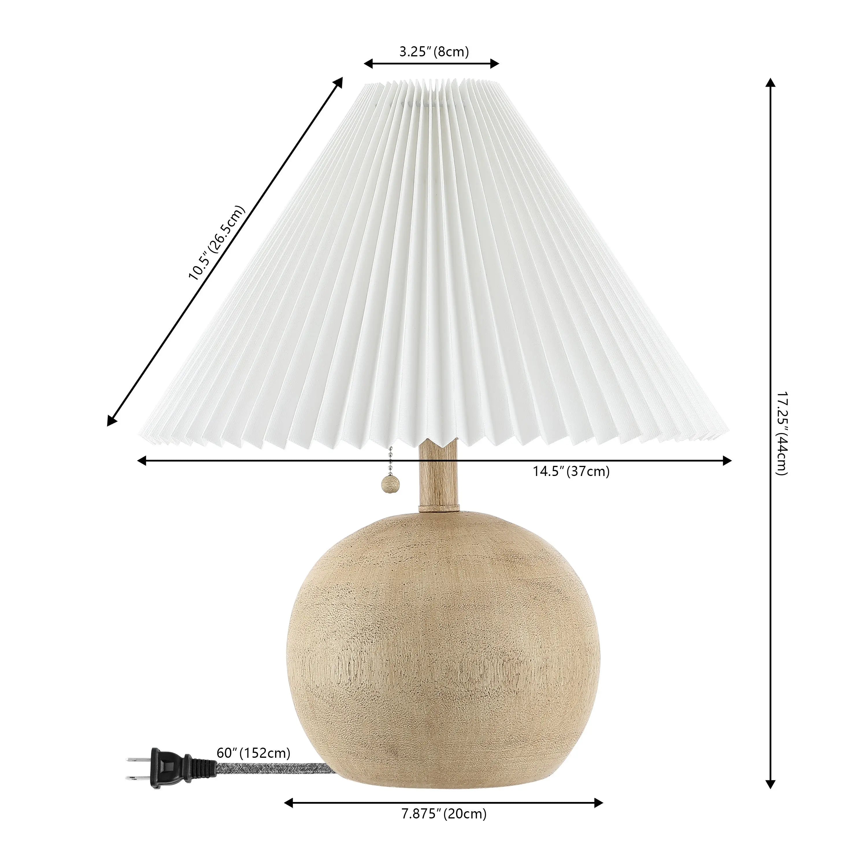 17" Beige Ribbed Round Table Lamp With Empire Shade Homeroots Lighting