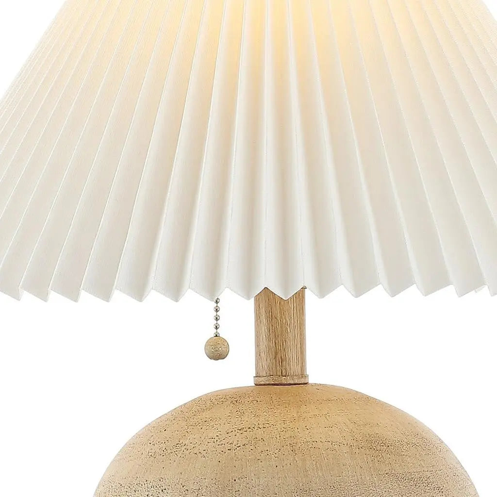 17" Beige Ribbed Round Table Lamp With Empire Shade Homeroots Lighting
