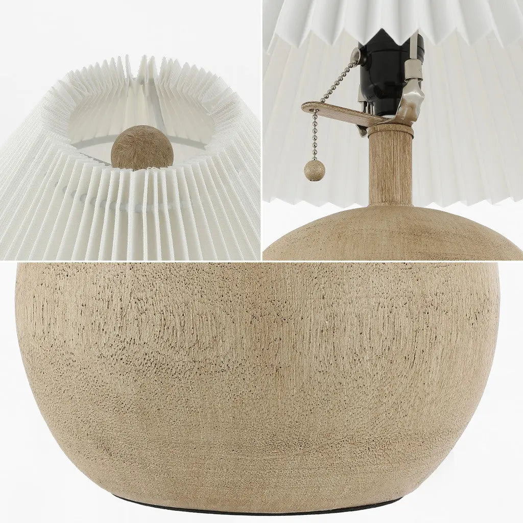 17" Beige Ribbed Round Table Lamp With Empire Shade Homeroots Lighting