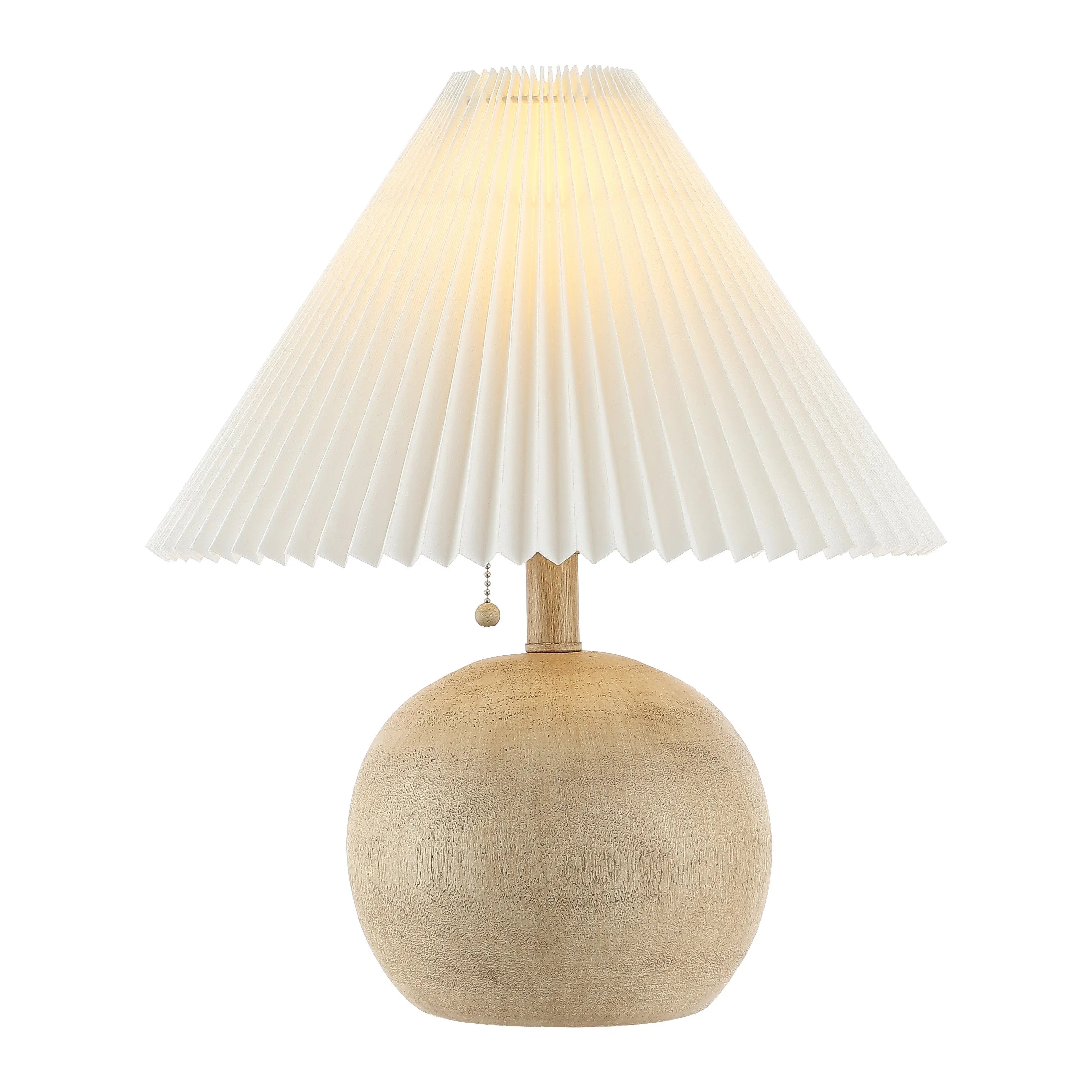 17" Beige Ribbed Round Table Lamp With Empire Shade Homeroots Lighting