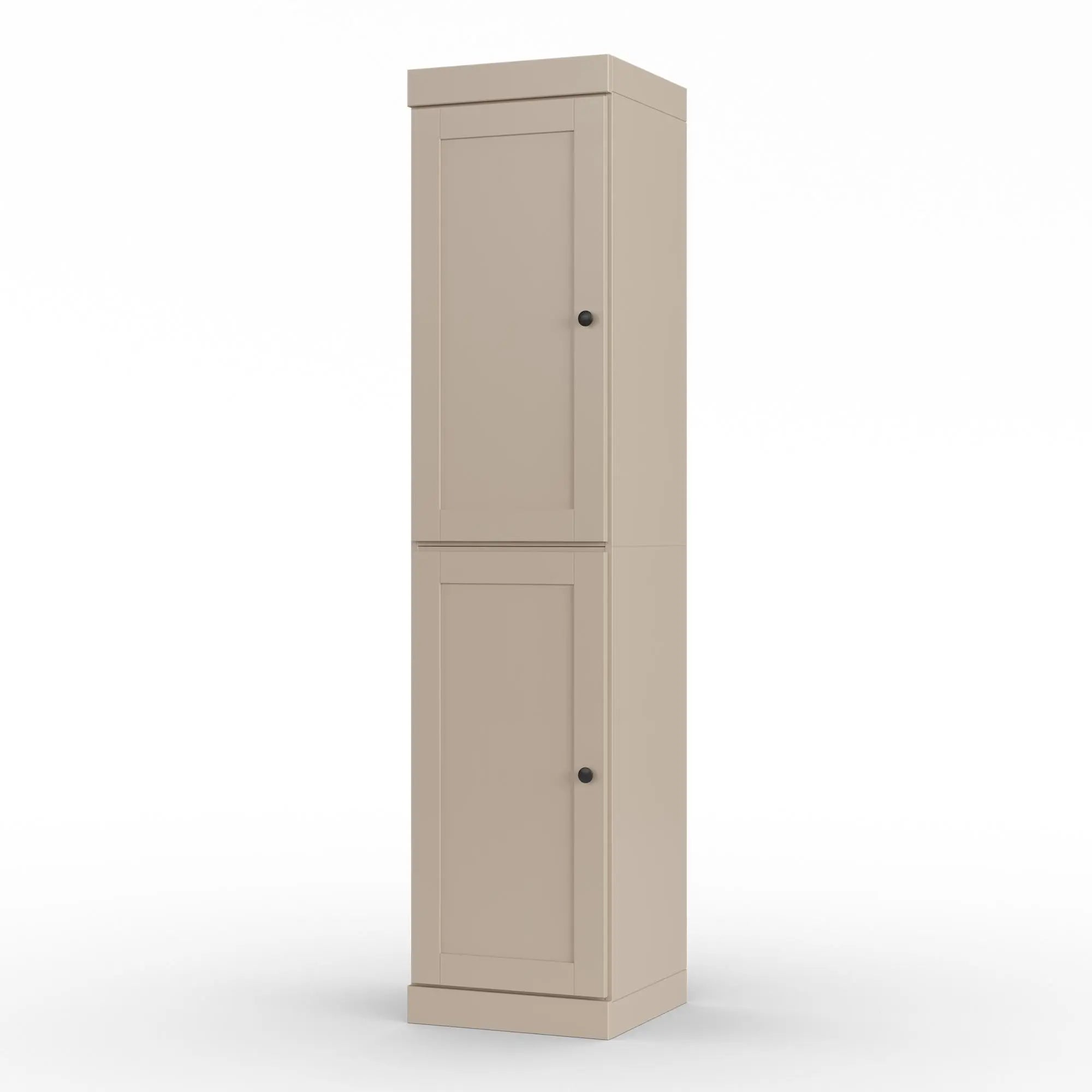 17" Beige Solid Wood Free Standing Double Door Linen Cabinet Homeroots Organization