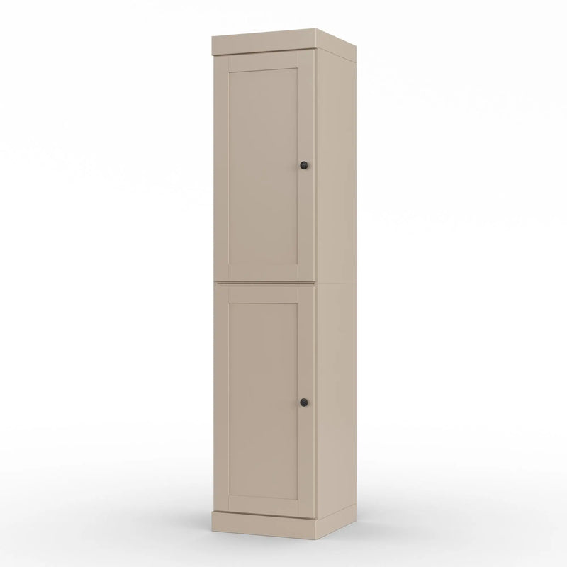 17" Beige Solid Wood Free Standing Double Door Linen Cabinet Homeroots Organization