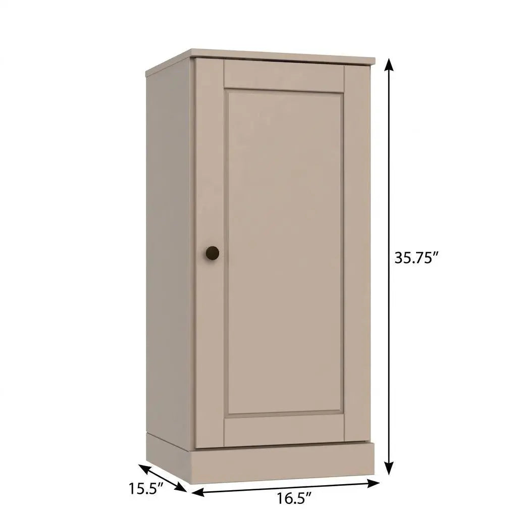 17" Beige Solid Wood Free Standing Single Door Linen Cabinet Homeroots Organization