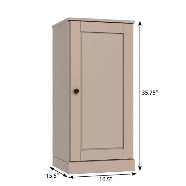 17" Beige Solid Wood Free Standing Single Door Linen Cabinet Homeroots Organization