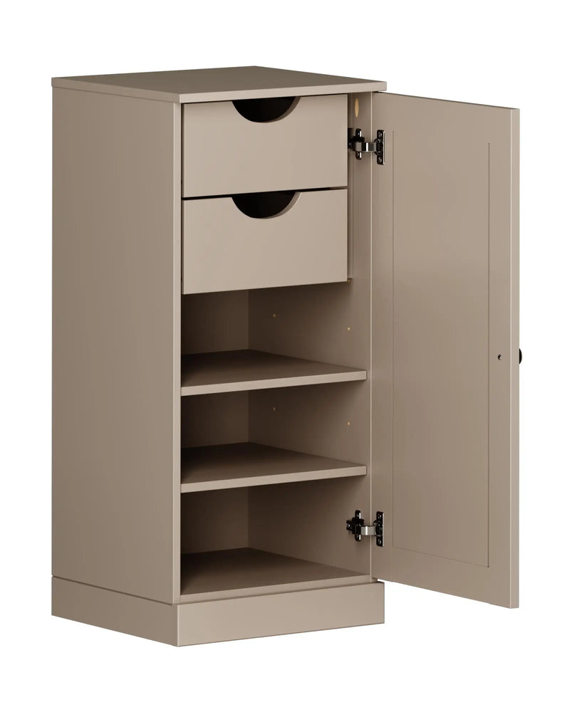 17" Beige Solid Wood Free Standing Single Door Linen Cabinet Homeroots Organization
