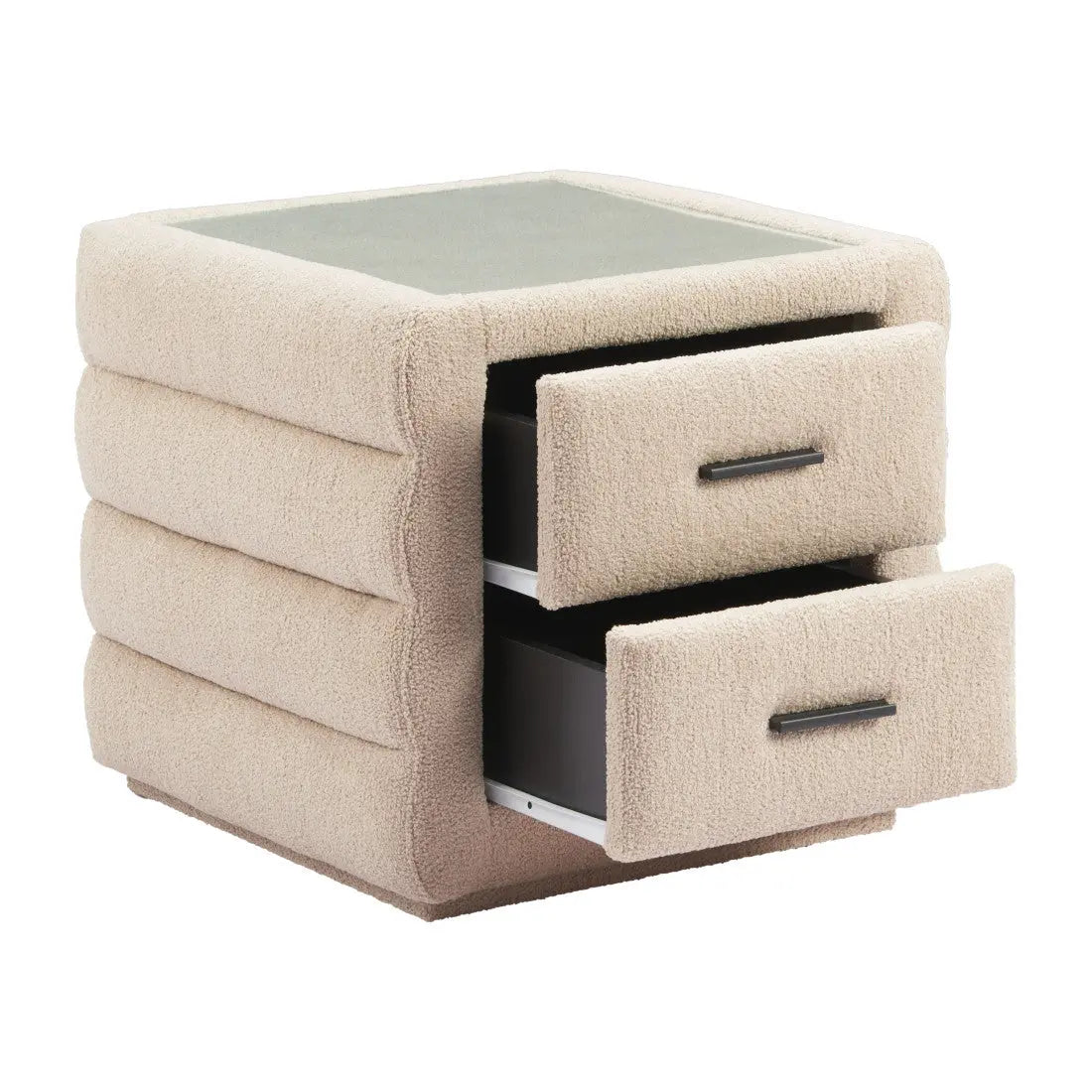 17" Beige Wood Square Woven Texture Two Drawer Nightstand Homeroots Bed & Bath