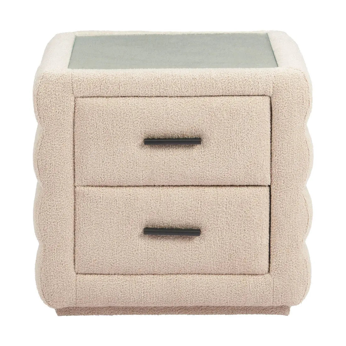 17" Beige Wood Square Woven Texture Two Drawer Nightstand Homeroots Bed & Bath