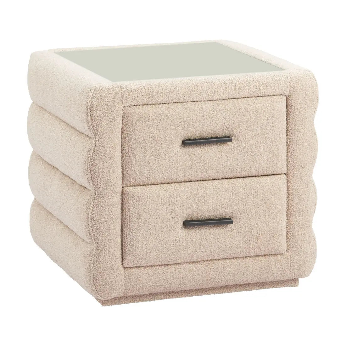 17" Beige Wood Square Woven Texture Two Drawer Nightstand Homeroots Bed & Bath