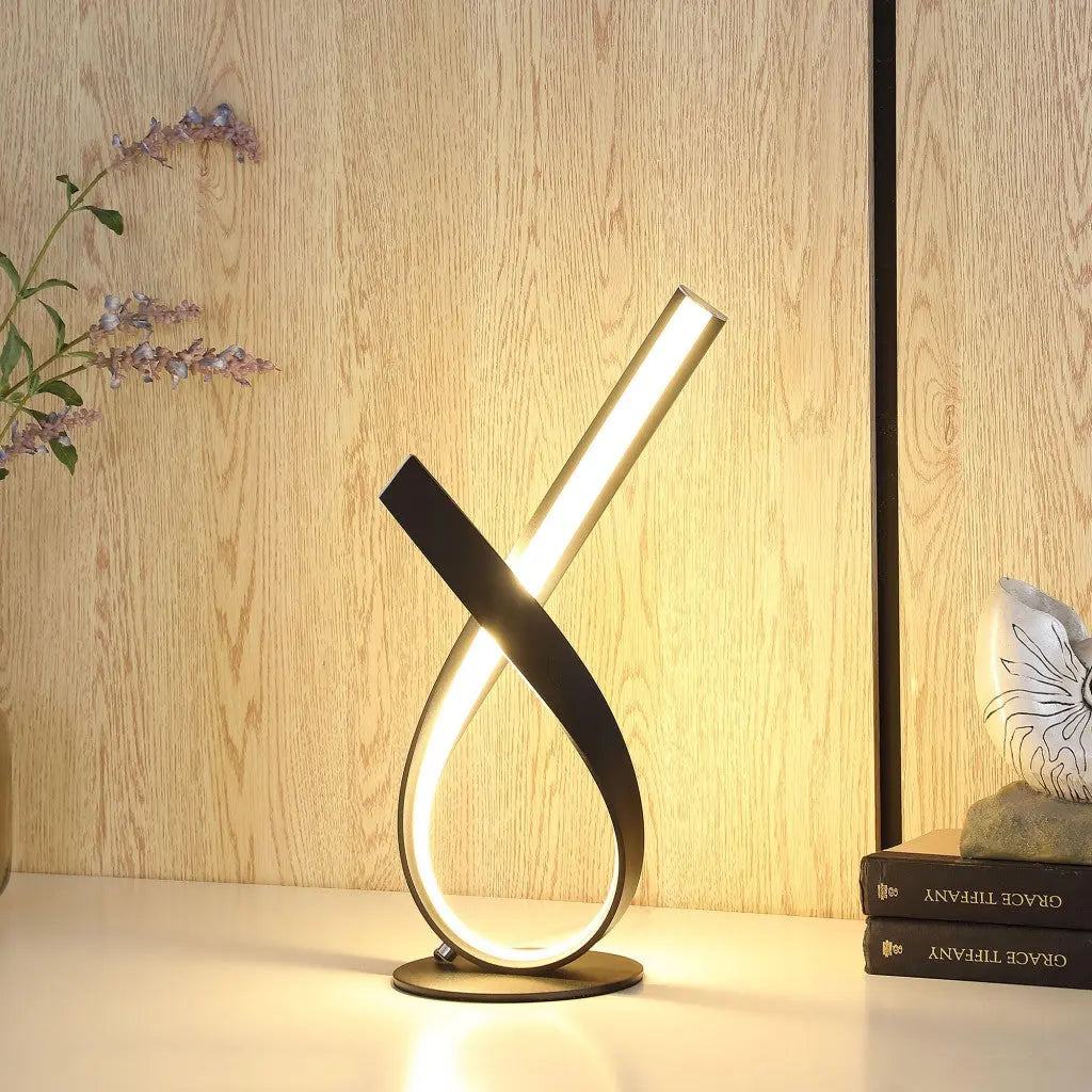 17" Black Bedside Led Table Lamp Homeroots Lighting