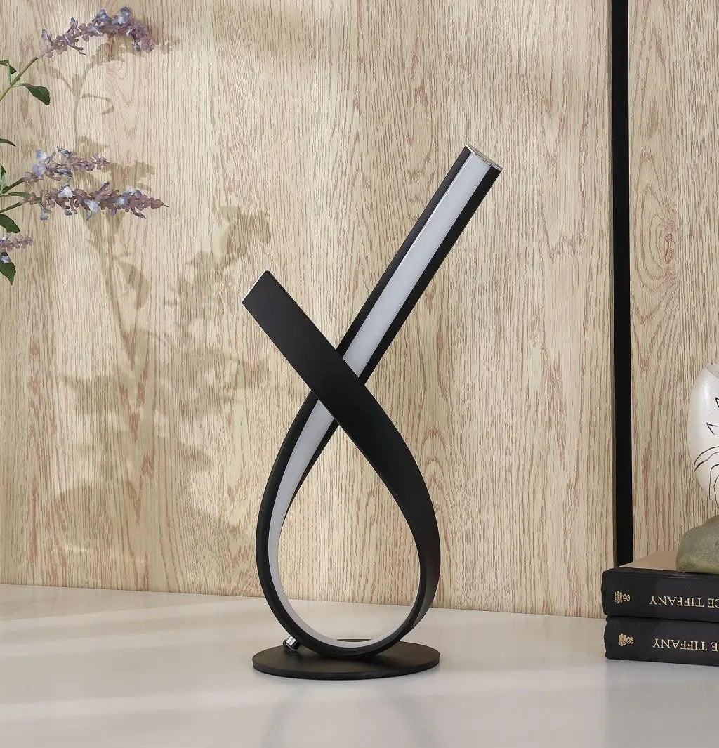 17" Black Bedside Led Table Lamp Homeroots Lighting