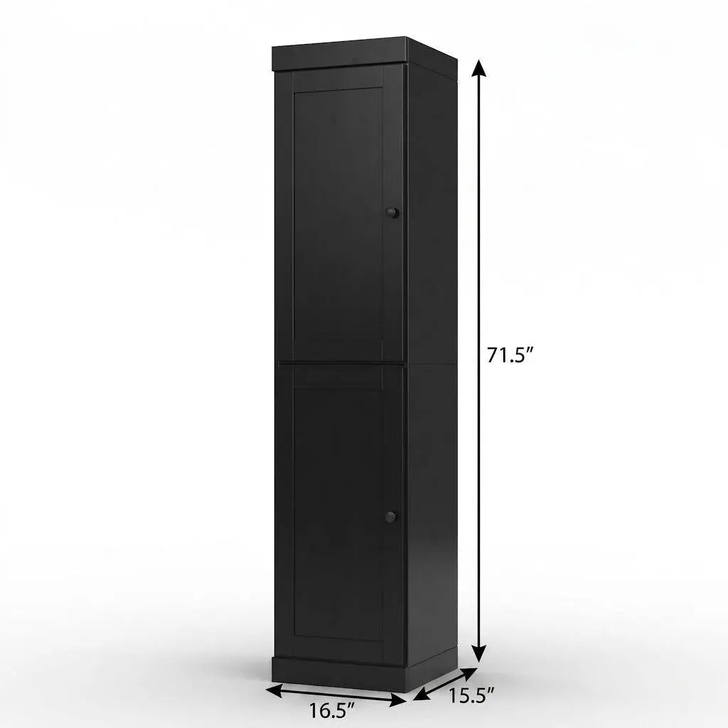17" Black Solid Wood Free Standing Double Door Linen Cabinet Homeroots Organization
