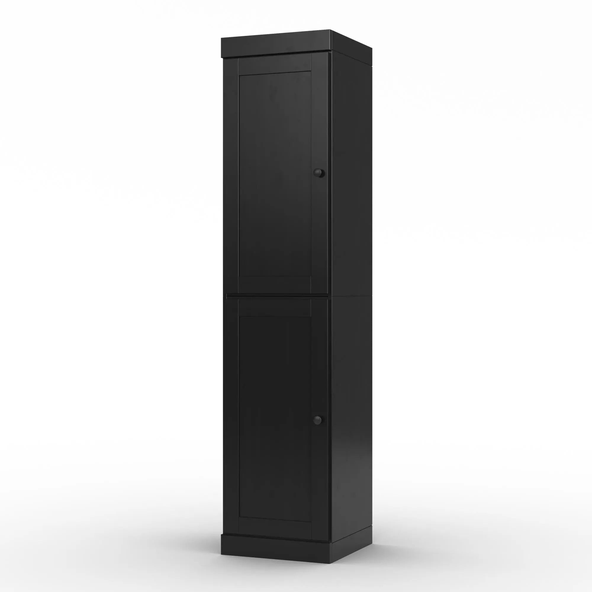 17" Black Solid Wood Free Standing Double Door Linen Cabinet Homeroots Organization
