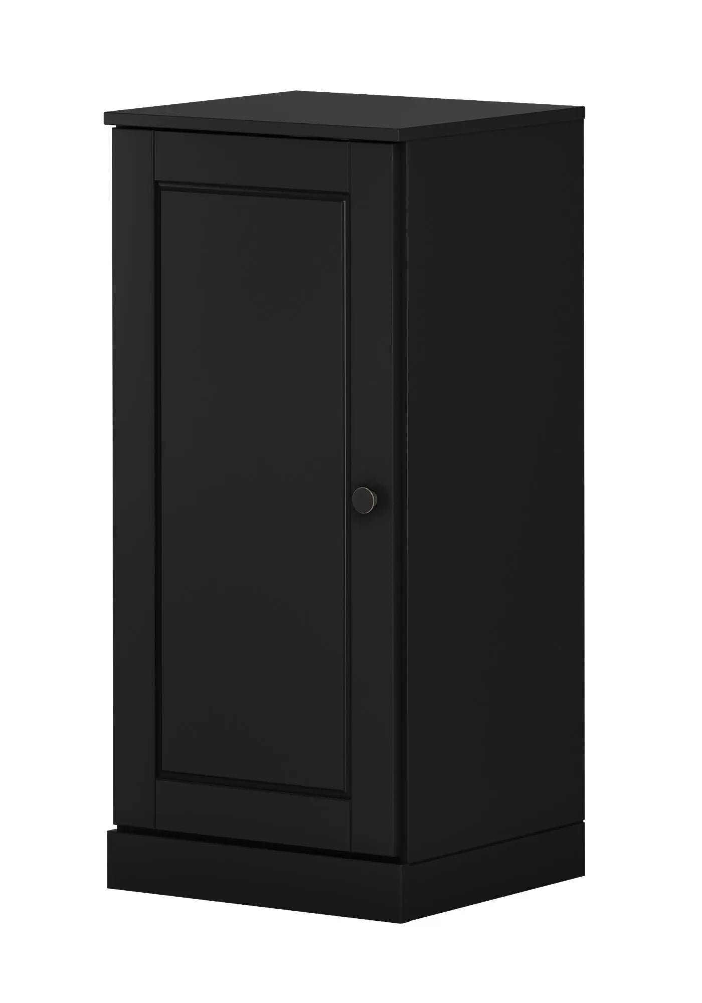 17" Black Solid Wood Free Standing Single Door Linen Cabinet Homeroots Organization