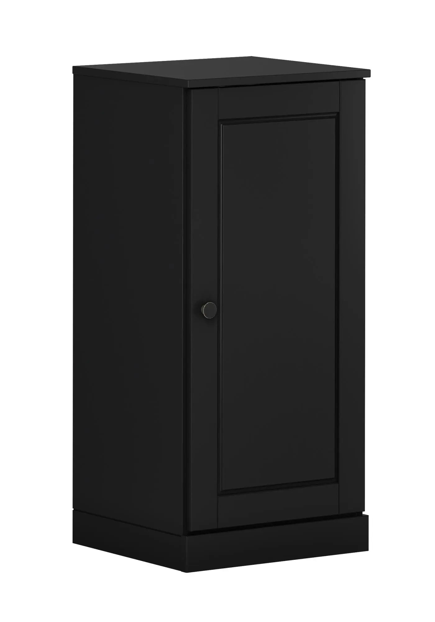 17" Black Solid Wood Free Standing Single Door Linen Cabinet Homeroots Organization