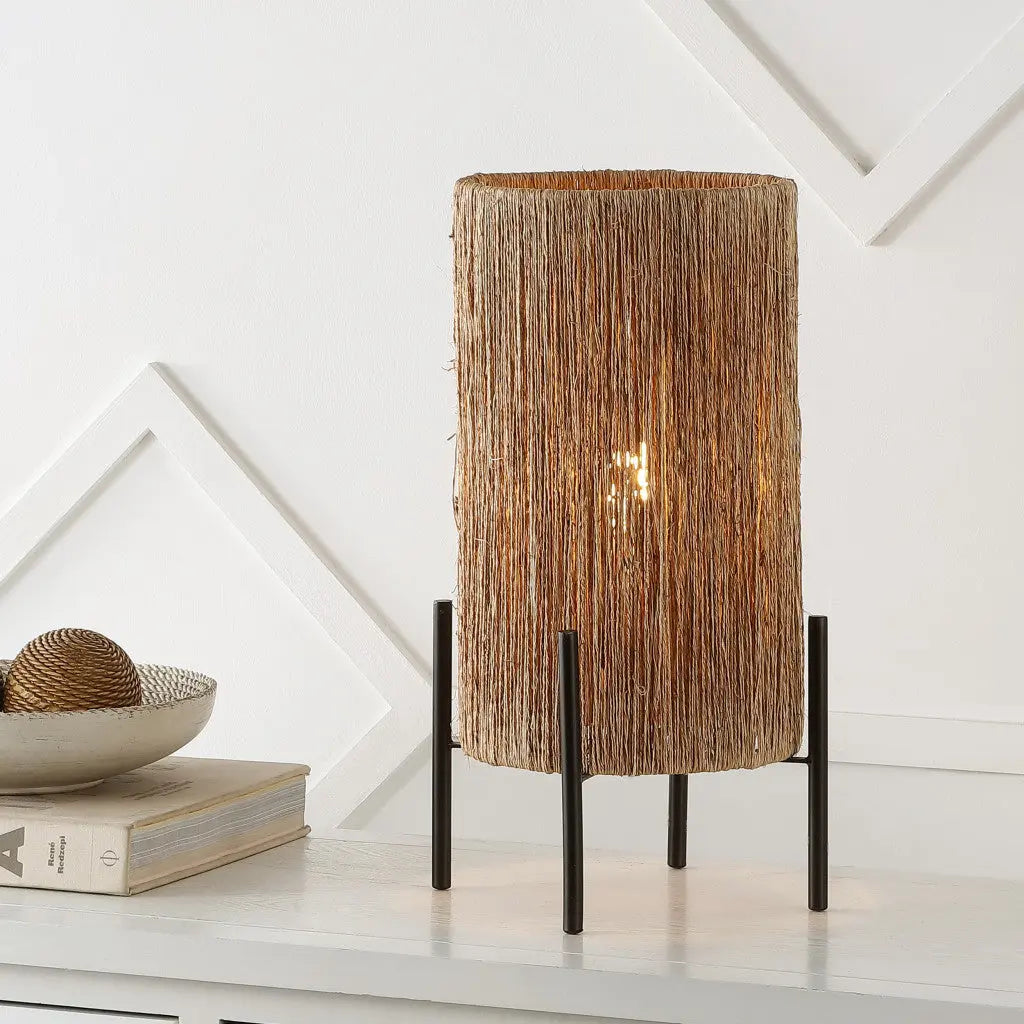 17" Black Table Lamp With Cylinder Shade Homeroots Lighting