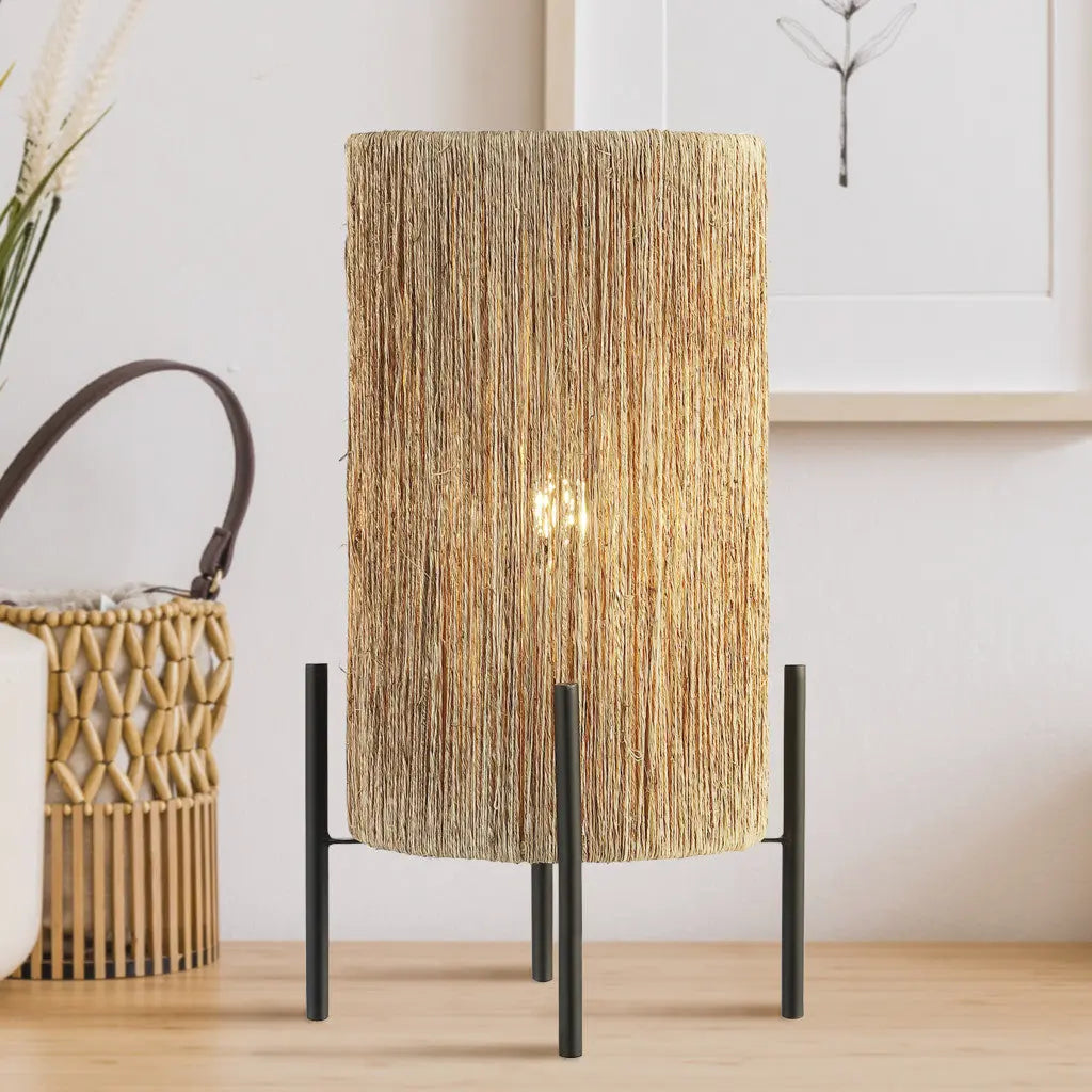 17" Black Table Lamp With Cylinder Shade Homeroots Lighting
