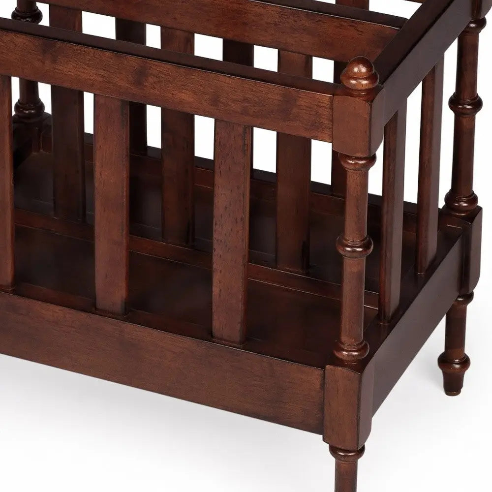 17" Brown Solid Wood Magazine Holder Homeroots Office