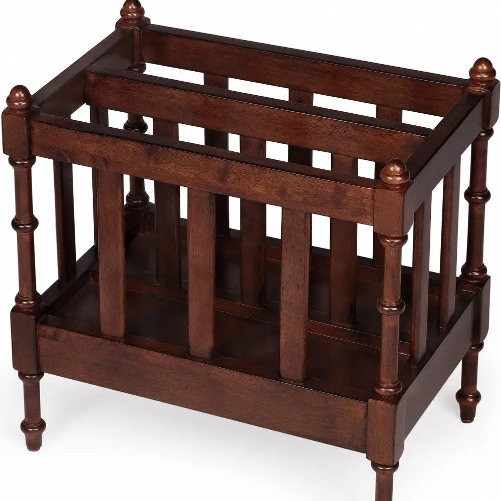 17" Brown Solid Wood Magazine Holder Homeroots Office
