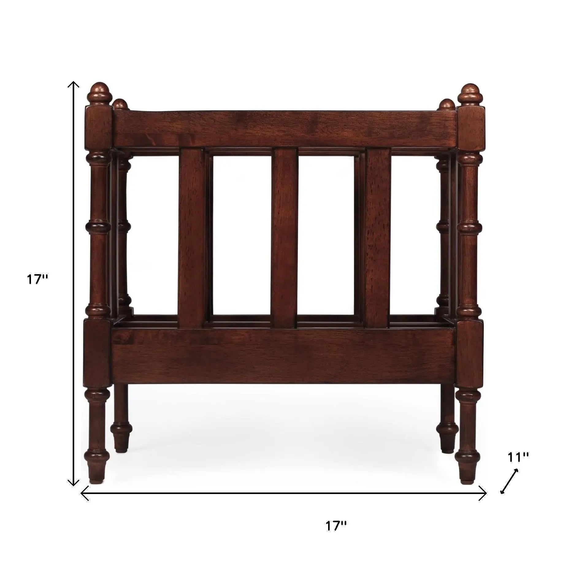 17" Brown Solid Wood Magazine Holder Homeroots Office