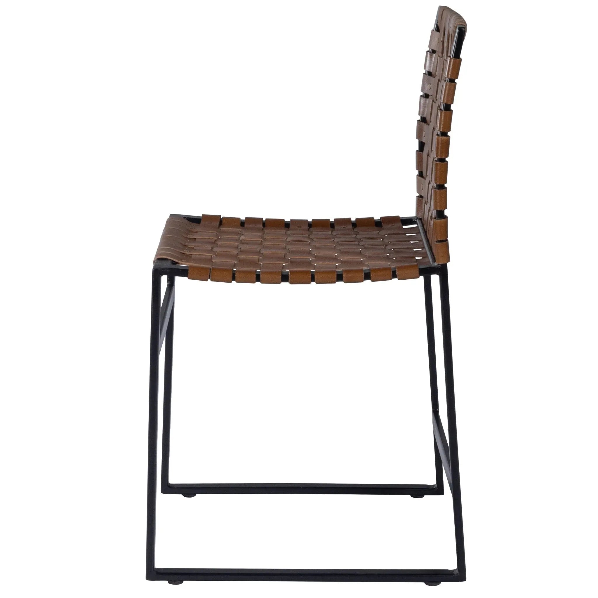 17" Brown and Black Faux Leather Side Chair Homeroots Living Room