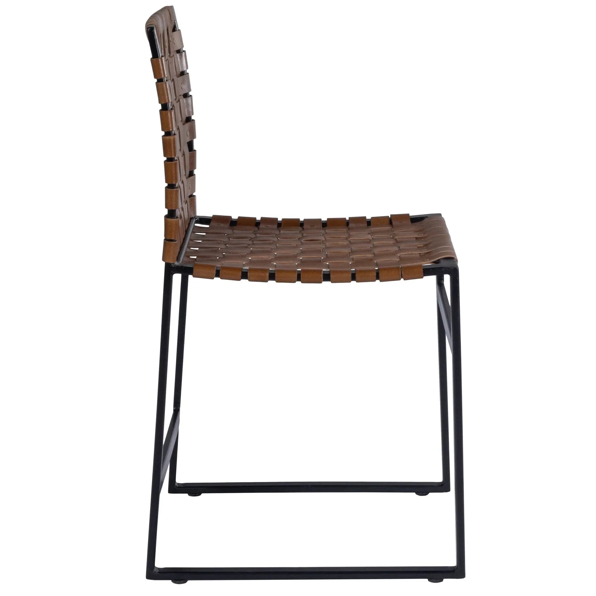 17" Brown and Black Faux Leather Side Chair Homeroots Living Room