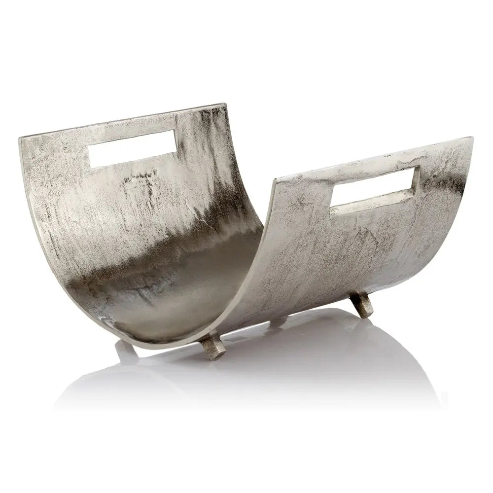 17" Brushed Silver Modern Magazine Basket Homeroots Office