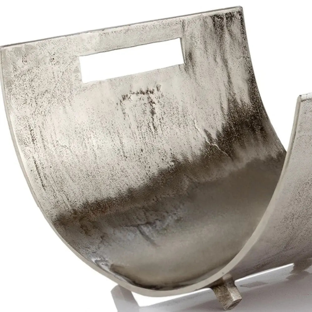 17" Brushed Silver Modern Magazine Basket Homeroots Office