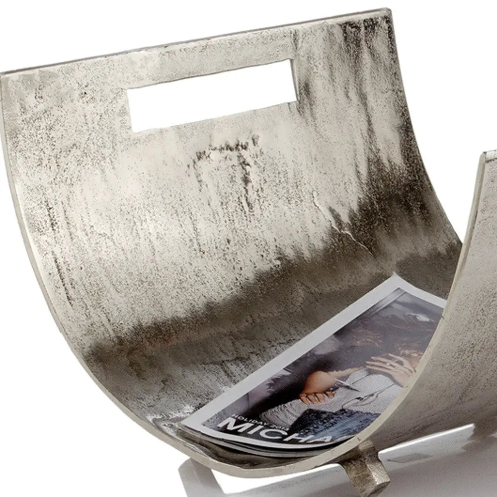 17" Brushed Silver Modern Magazine Basket Homeroots Office